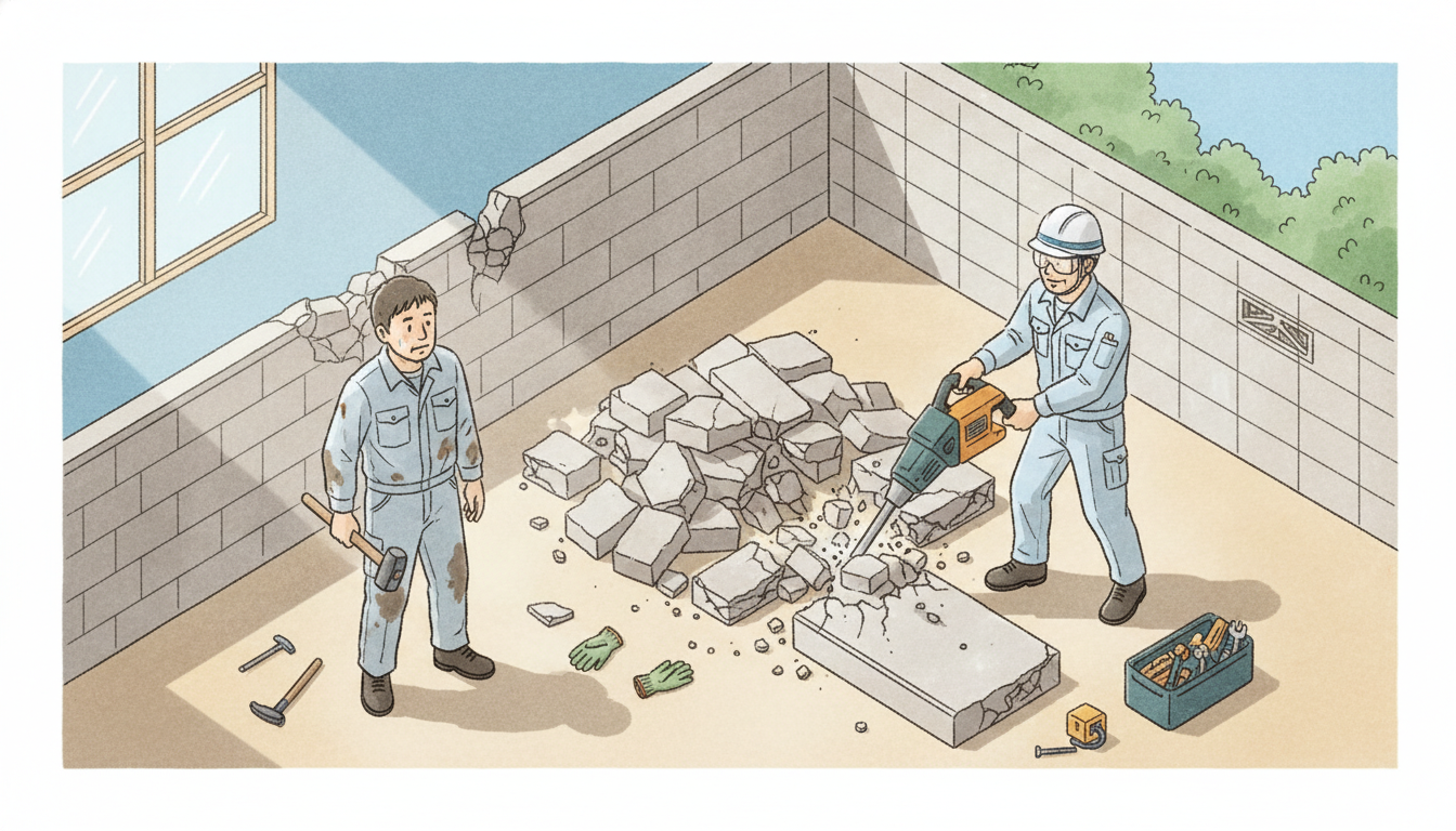 ブロック塀は自分で解体できる?業者依頼との比較